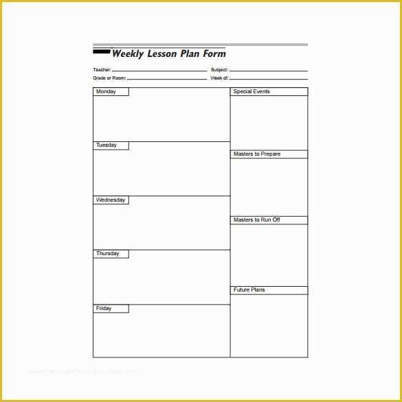 Free Lesson Plan Templates Of Weekly Lesson Plan Template 9 Free Sample Example