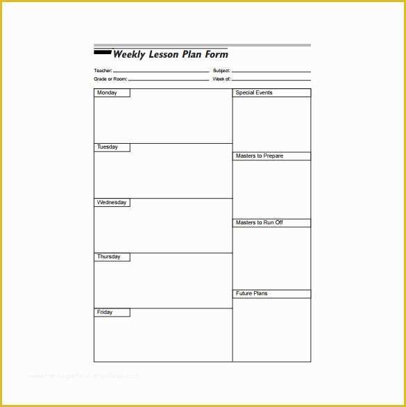 Free Lesson Plan Templates Of Weekly Lesson Plan Template 9 Free Sample Example