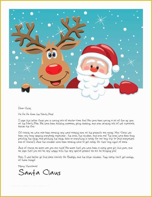 Free Letter From Santa Template Word Of Easy Free Letters From Santa