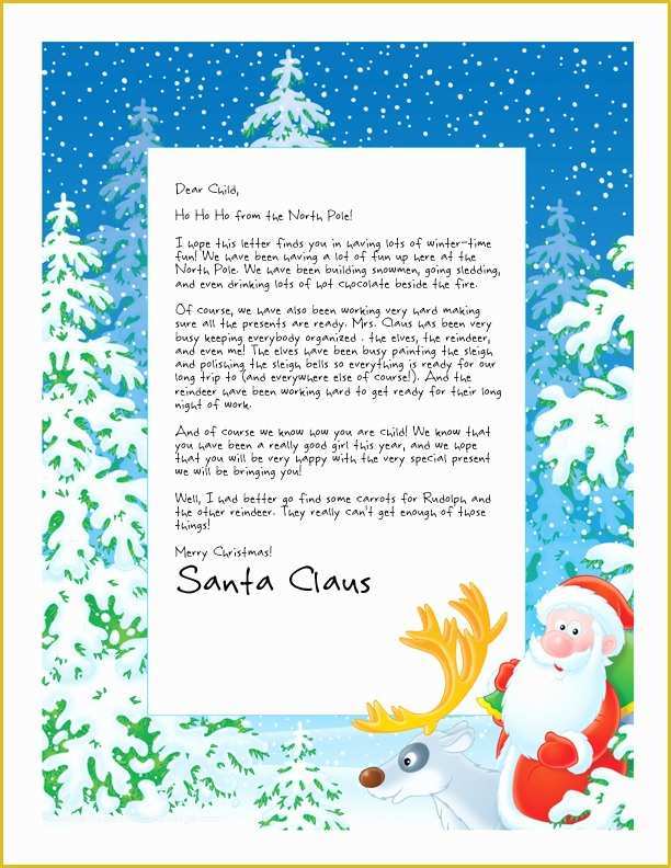 Free Letter From Santa Template Word Of Easy Free Letters From Santa