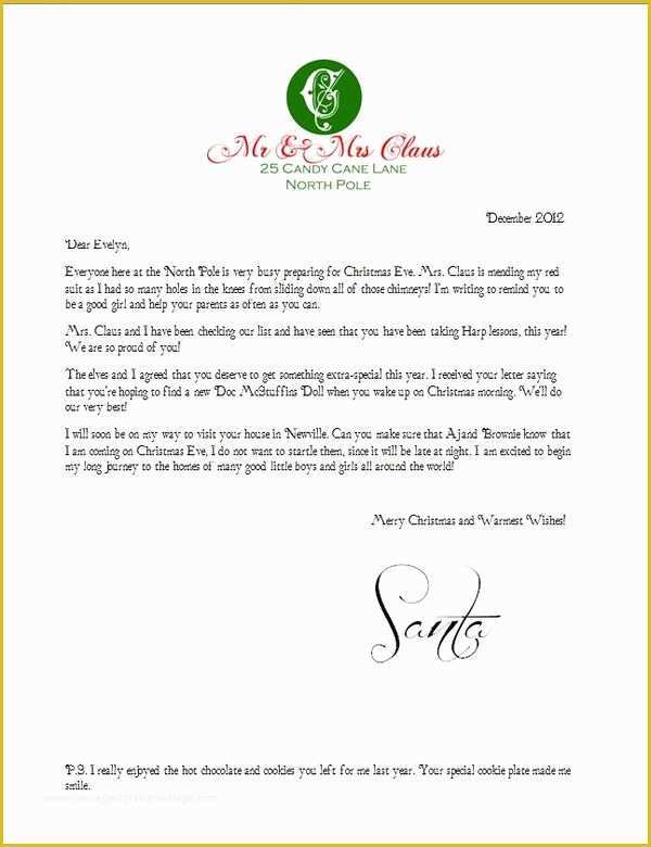 Free Letter From Santa Template Word Of Free Printable Santa Letter &amp; Envelope A Geek In Glasses