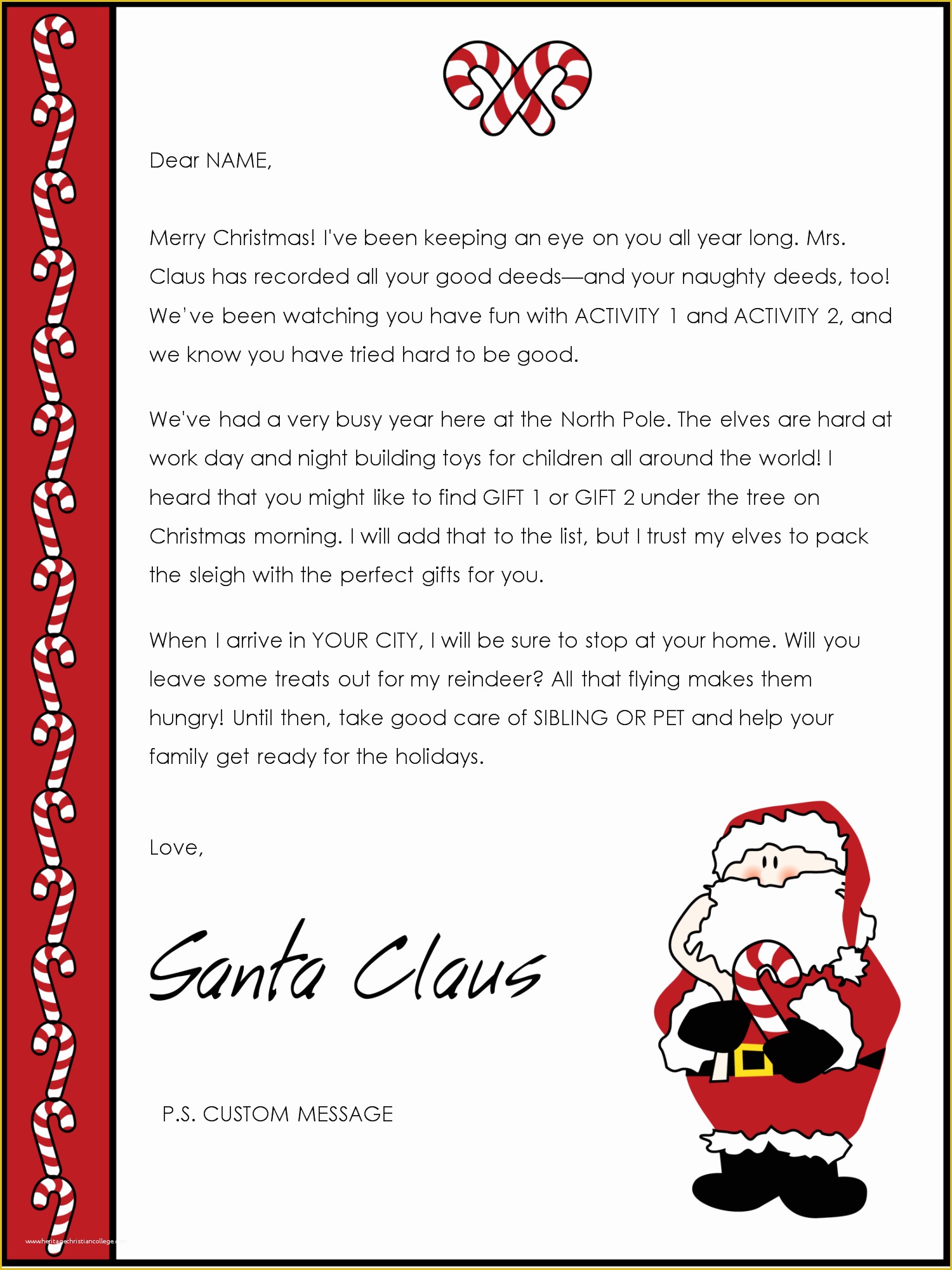 Free Letter From Santa Template Word Of Free Santa Letter Templates Downloads