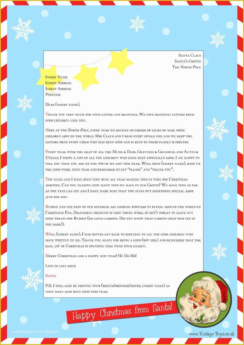 Free Letter From Santa Template Word Of Letter From Santa Template Free Download Samples