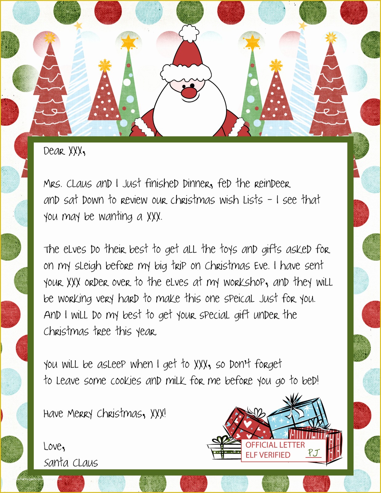 Free Letter From Santa Template Word Of Letter From Santa Template Free