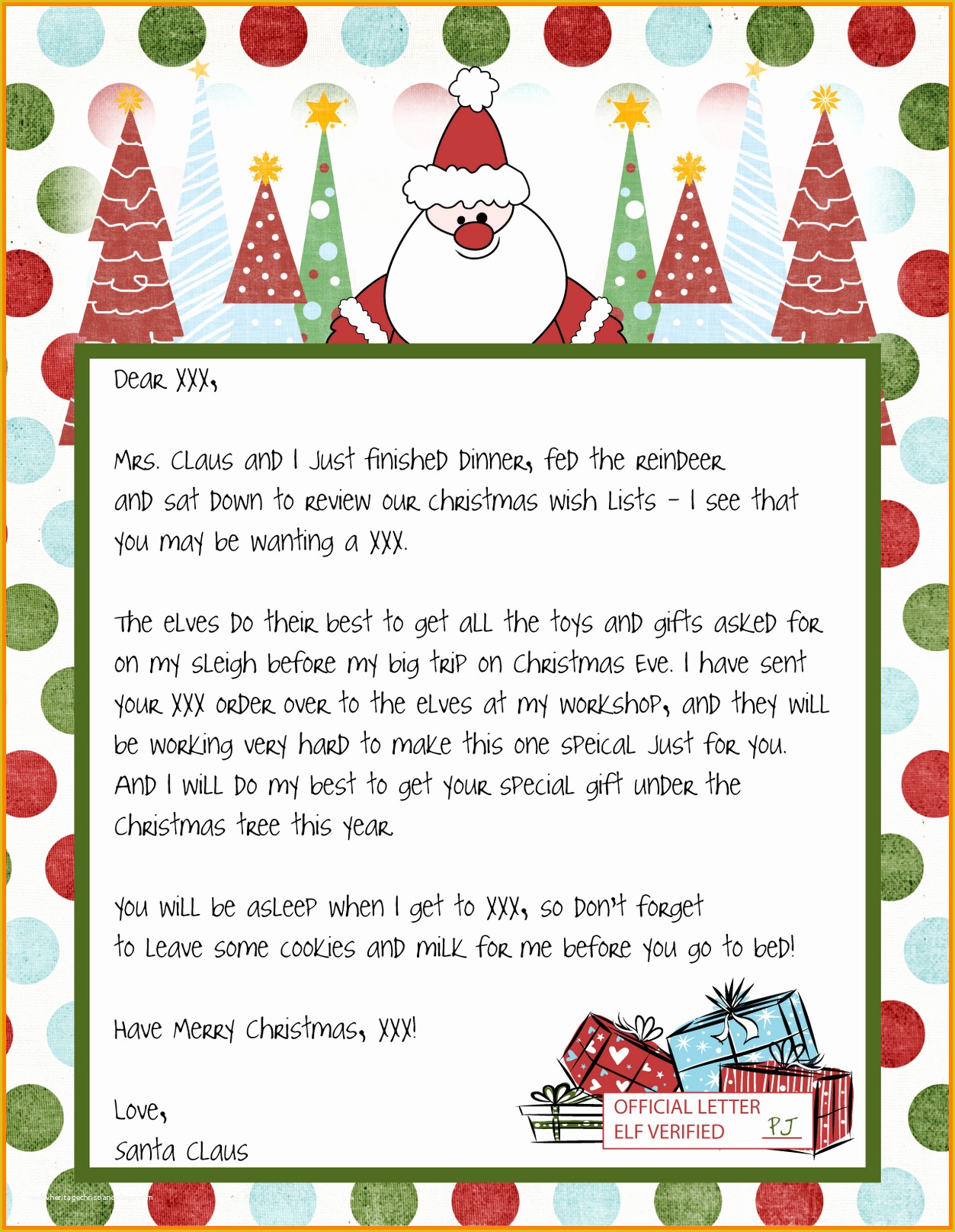 Free Letter From Santa Template Word Of Letter From Santa Template Word Templates Data