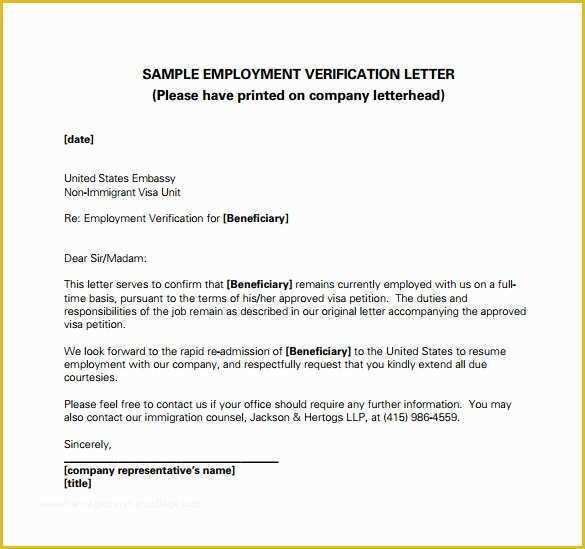 Free Letter Of Employment Template Of 18 Employment Verification Letter Templates Download for