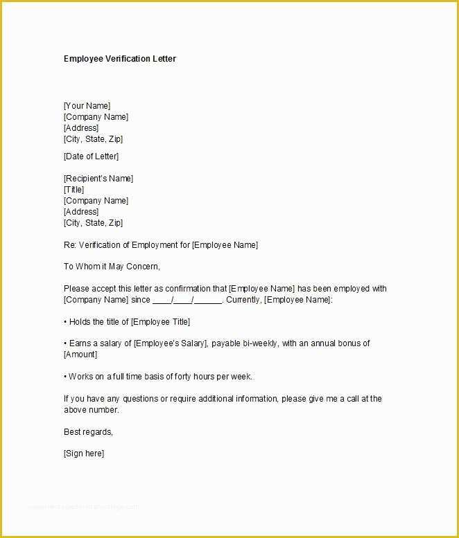 Free Letter Of Employment Template Of 40 Proof Of Employment Letters Verification forms & Samples