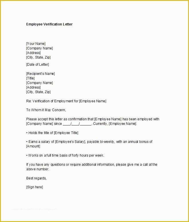 Free Letter Of Employment Template Of 40 Proof Of Employment Letters Verification forms &amp; Samples