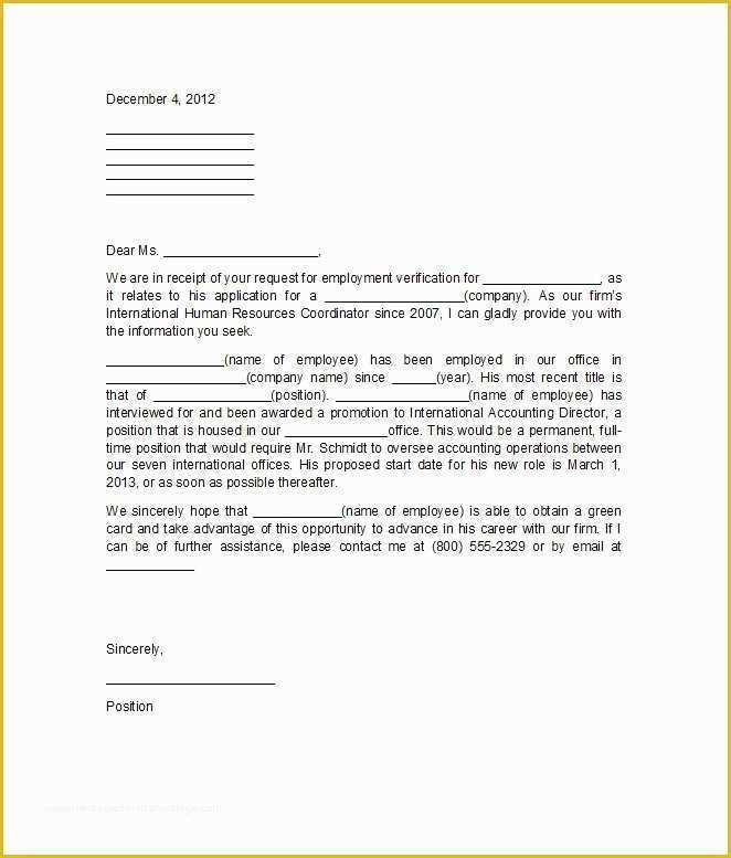Free Letter Of Employment Template Of 40 Proof Of Employment Letters Verification forms