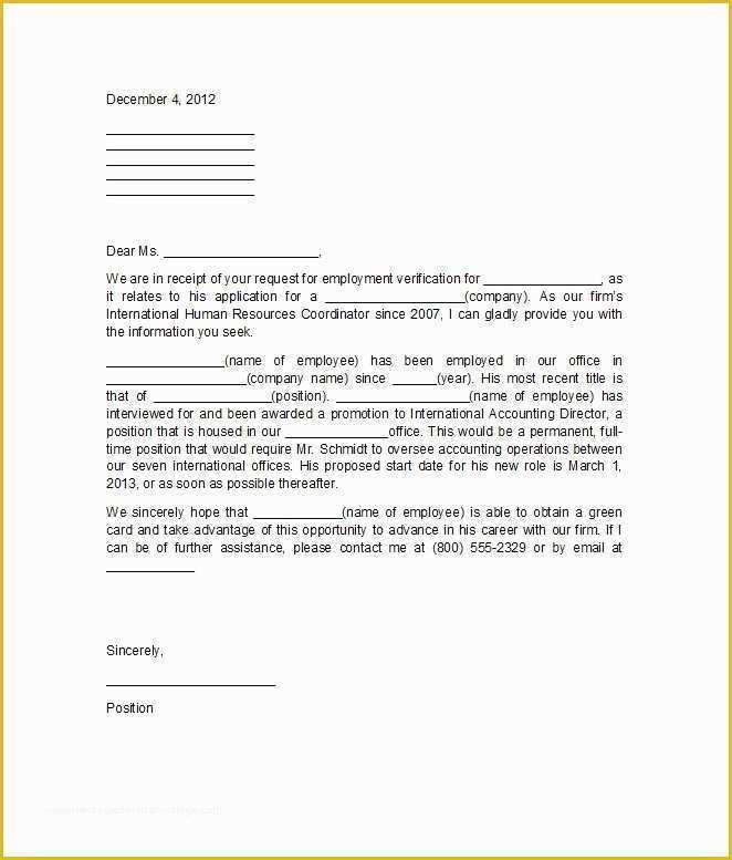 Free Letter Of Employment Template Of 40 Proof Of Employment Letters Verification forms