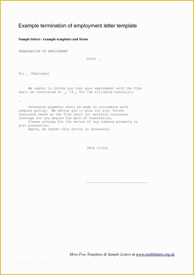 Free Letter Of Employment Template Of Employment Termination Letter Free Printable Documents