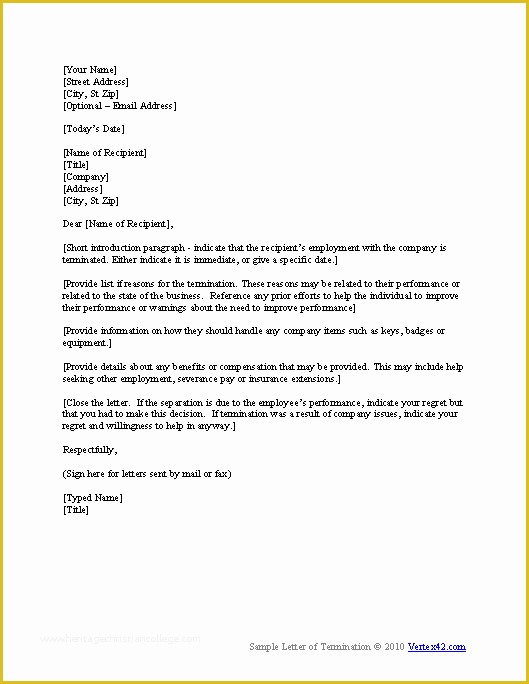 Free Letter Of Employment Template Of Free Termination Letter Template