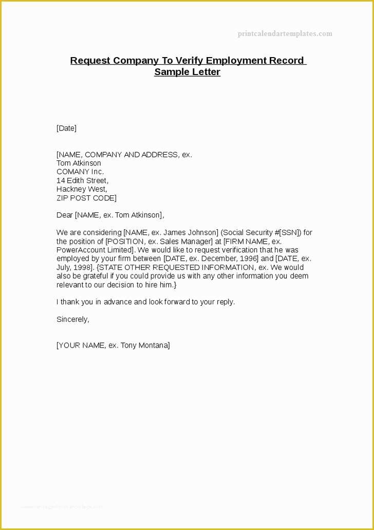Free Letter Of Employment Template Of Pany Employment Letter
