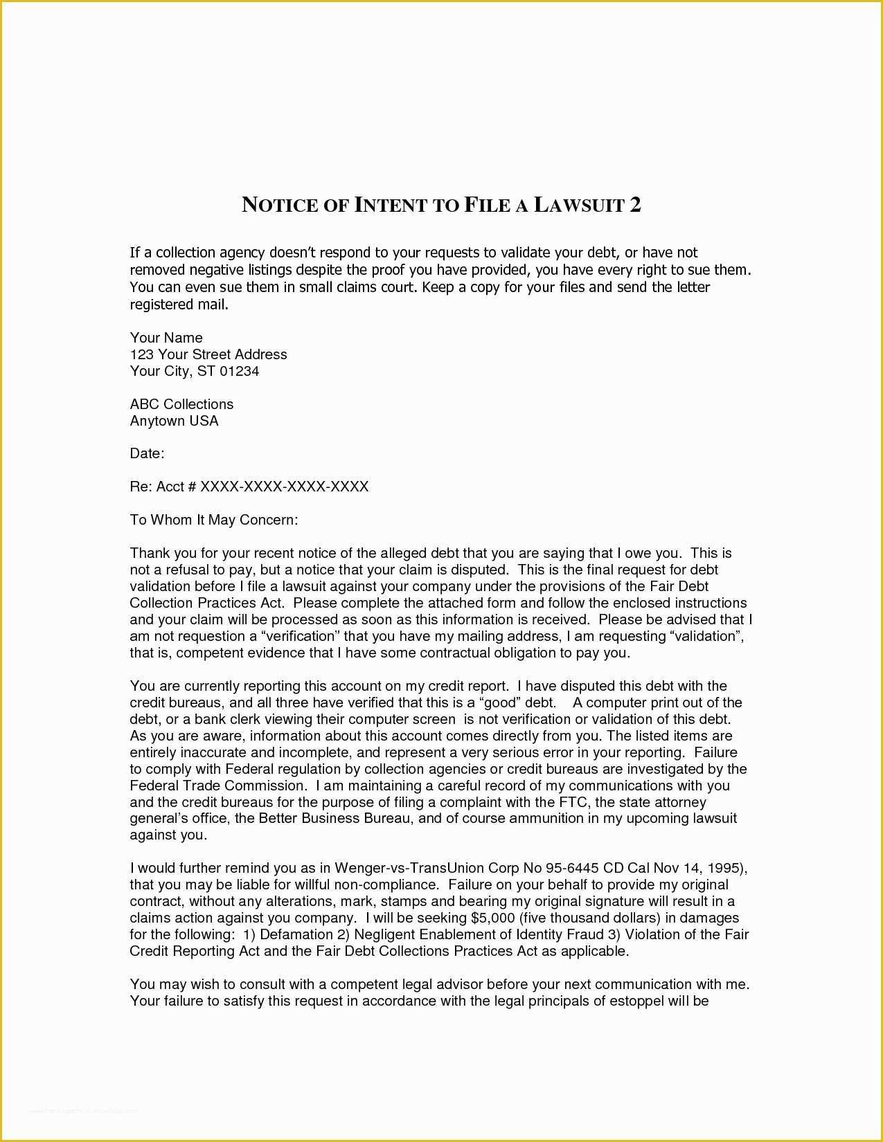  Free Letter Of Intent To Sue Template Of Intent To Sue Letter Sample 