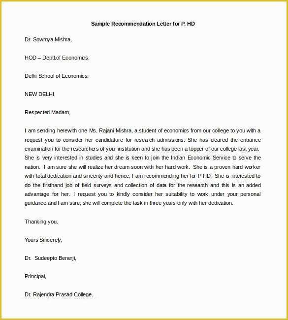 Free Letter Of Recommendation Template Of 30 Re Mendation Letter Templates Pdf Doc