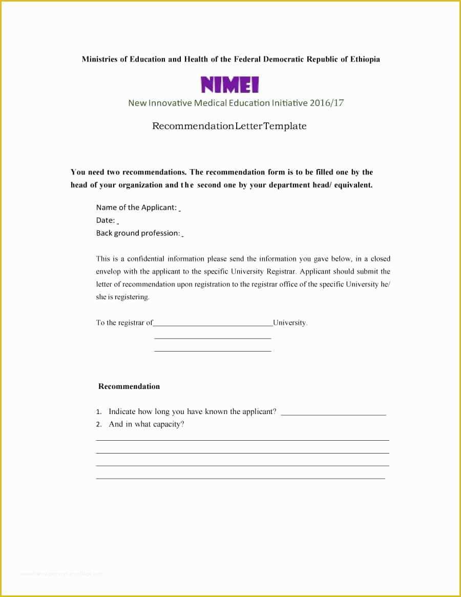 Free Letter Of Recommendation Template Of 43 Free Letter Of Re Mendation Templates & Samples