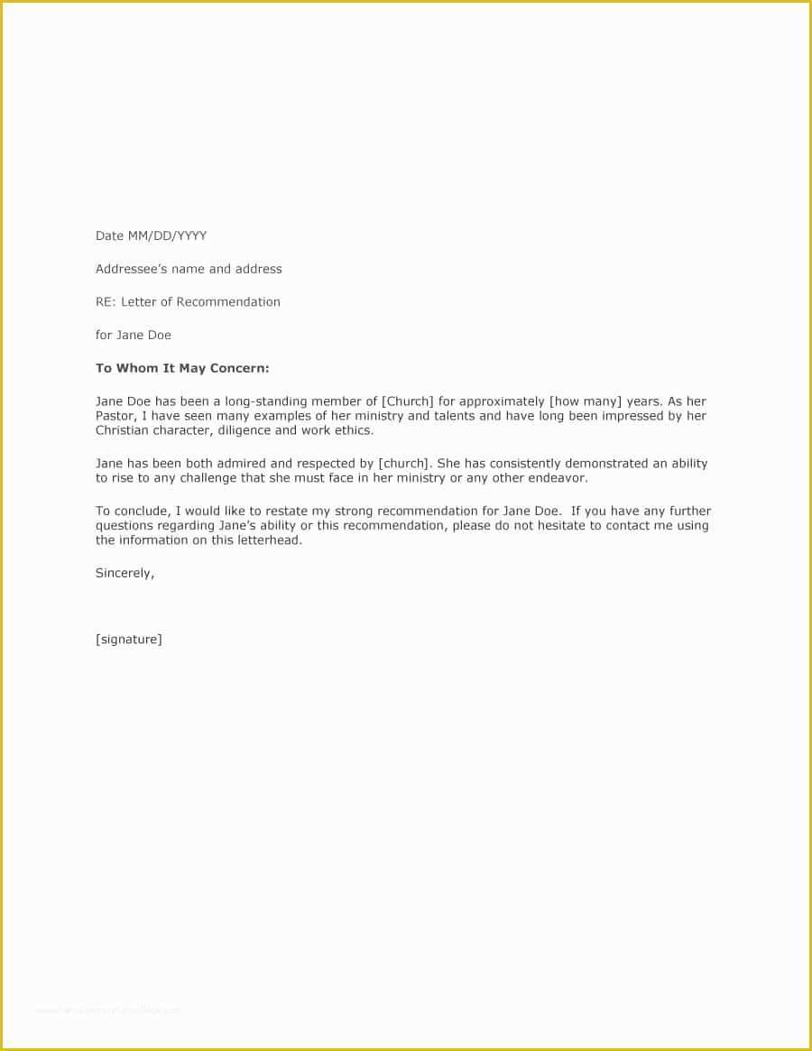 Free Letter Of Recommendation Template Of 43 Free Letter Of Re Mendation Templates & Samples