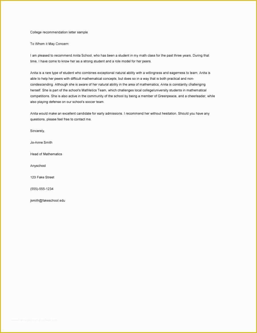 Free Letter Of Recommendation Template Of 43 Free Letter Of Re Mendation Templates & Samples