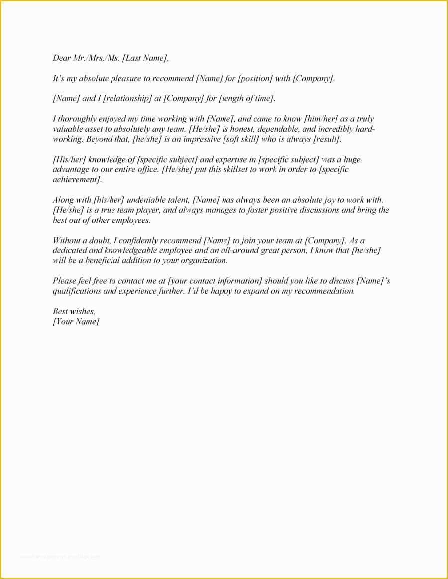 Free Letter Of Recommendation Template Of 43 Free Letter Of Re Mendation Templates & Samples