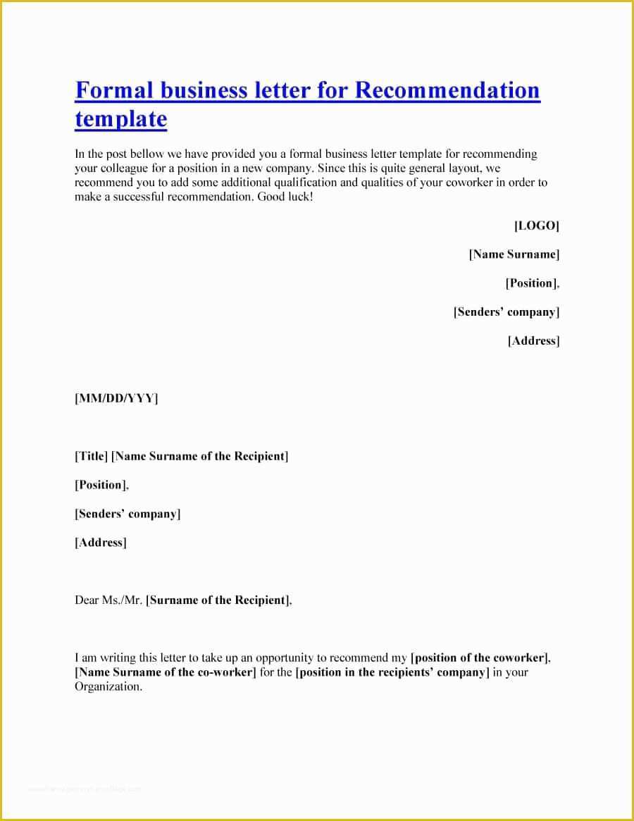 Free Letter Of Recommendation Template Of 43 Free Letter Of Re Mendation Templates & Samples