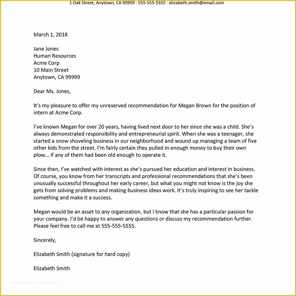 Free Letter Of Recommendation Template Of Personal Re Mendation Letter Examples