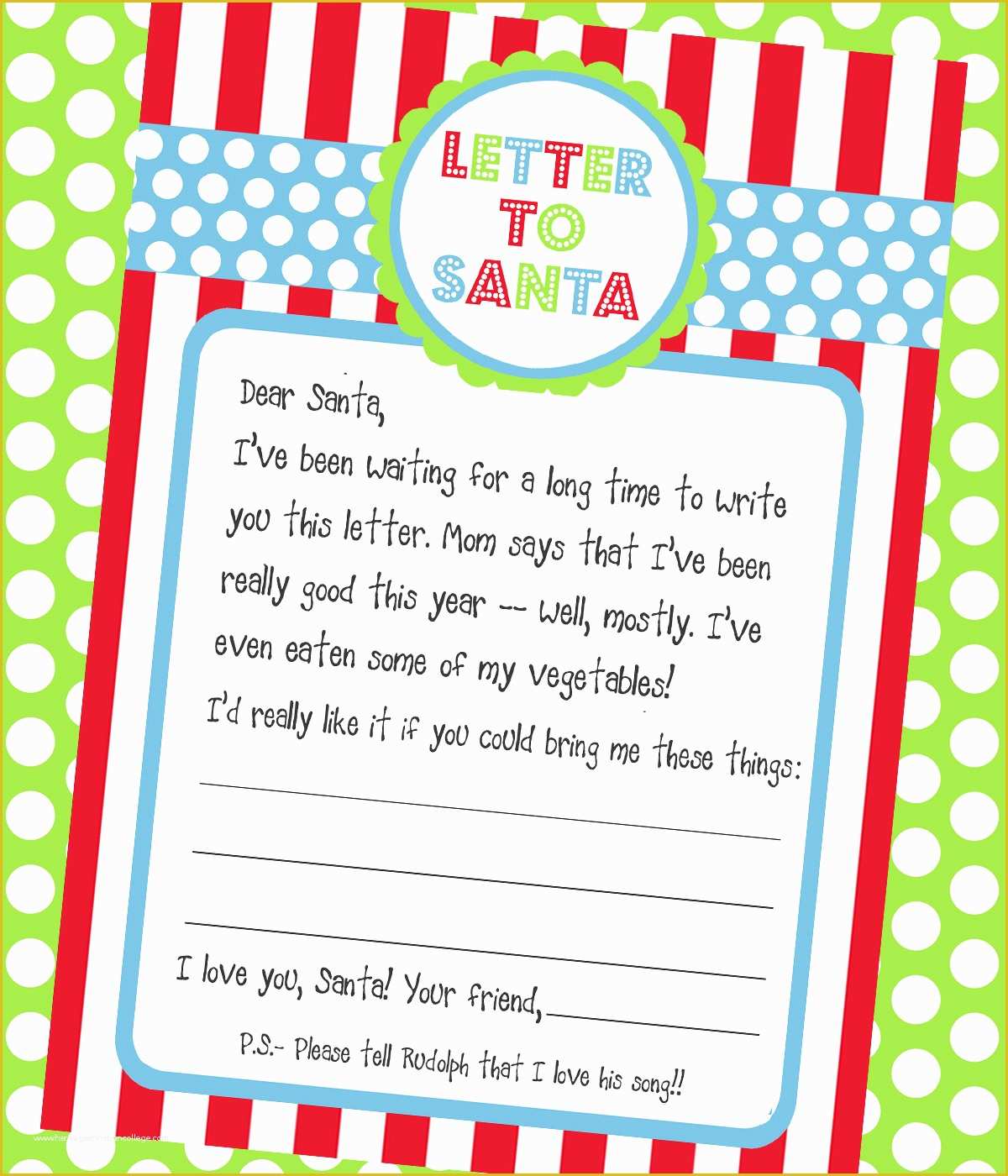 Free Letter to Santa Template Of Amanda S Parties to Go Letter to Santa Freebie