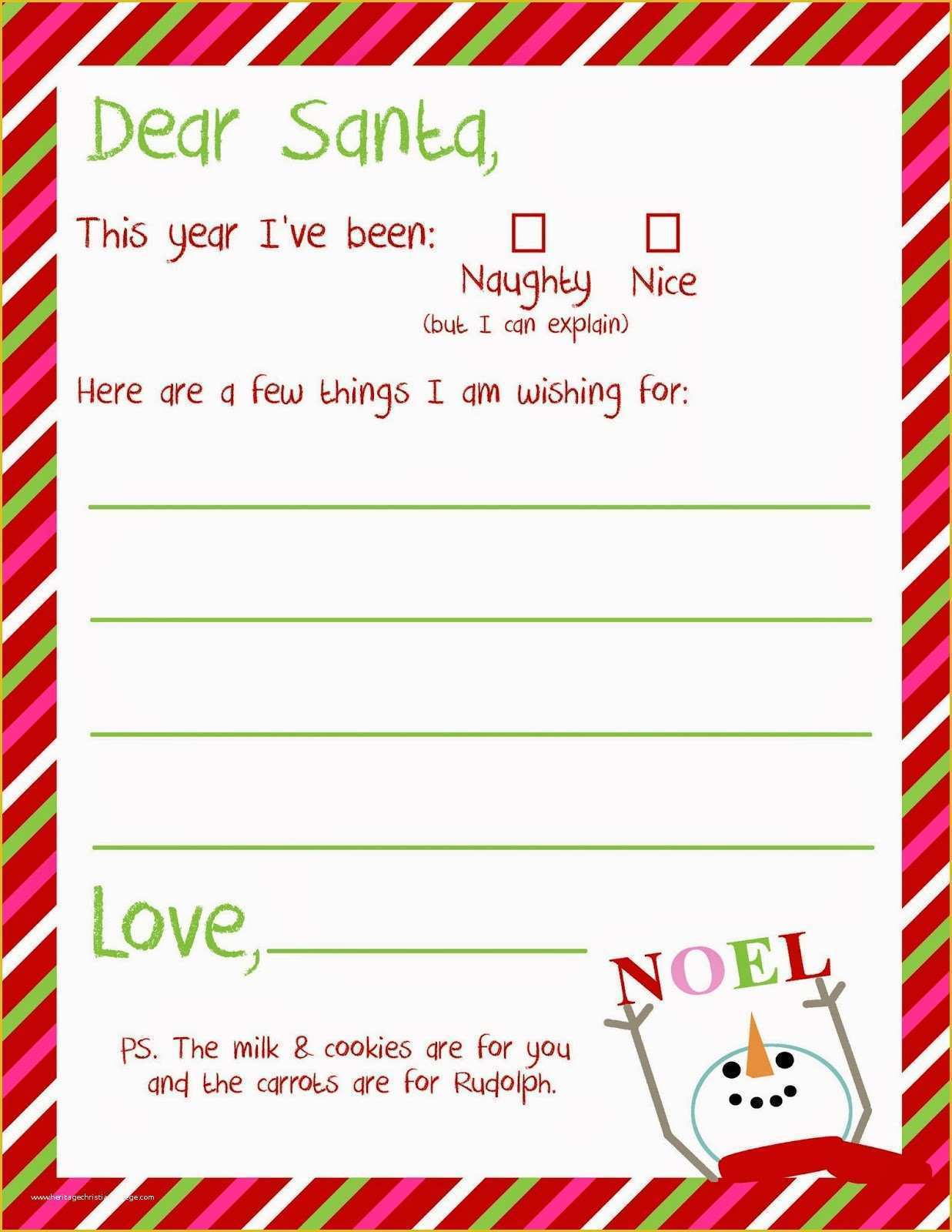 Free Letter to Santa Template Of Dear Santa Letter Printable