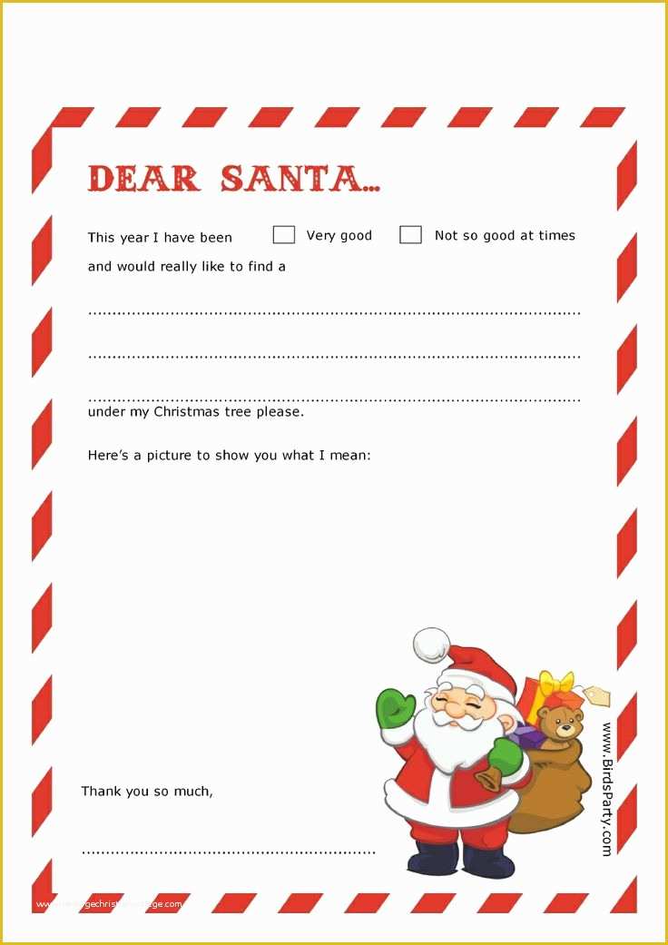 Free Letter to Santa Template Of Dear Santa Letter Templates by Bird S Party