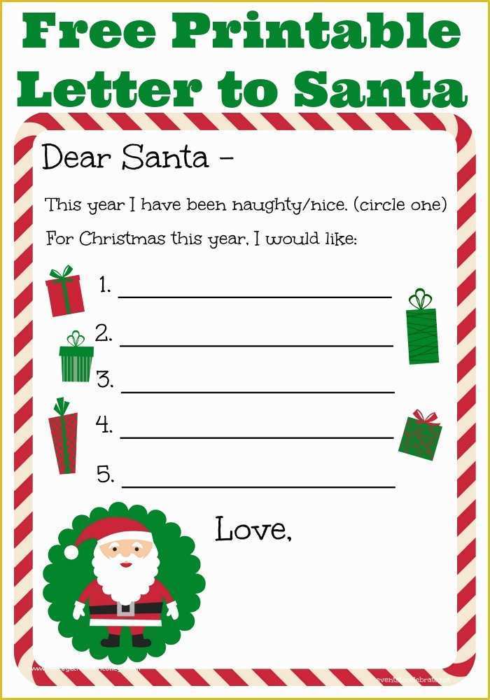 Free Letter to Santa Template Of Letter to Santa Free Printable events to Celebrate