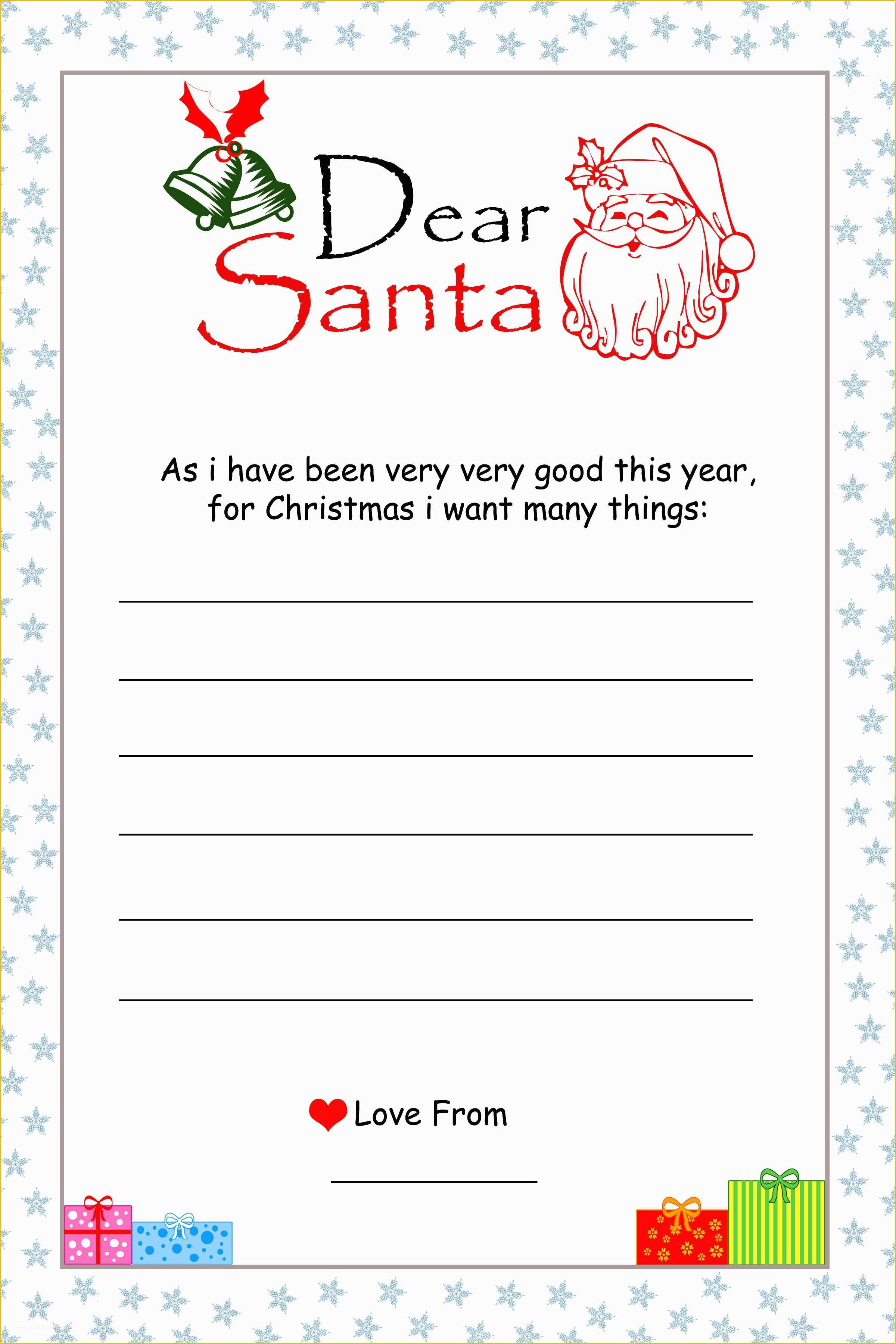 Free Letter to Santa Template Word Of Free Printable Letter to Santa Template