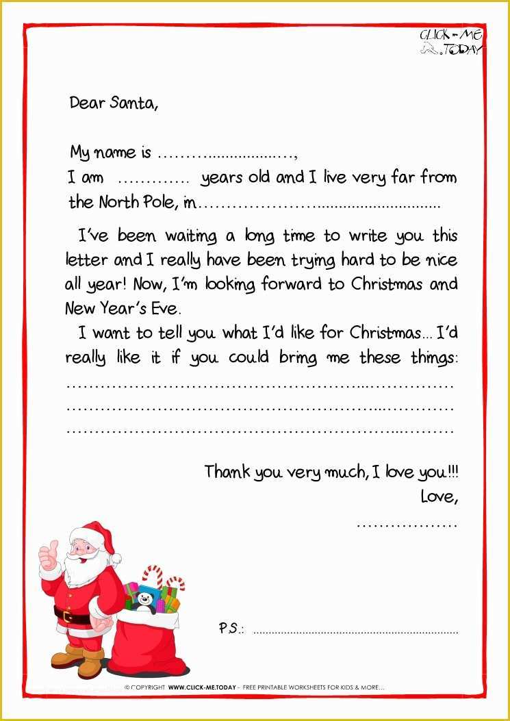 Free Letter to Santa Template Word Of Letter to Santa Claus Black &amp; White Free Template Ps