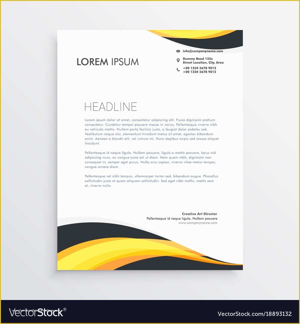 Free Letterhead Templates Of Elegant Yellow and Gray Waves Letterhead Template Vector Image