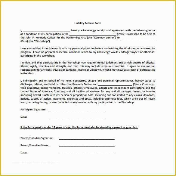 Free Liability Release form Template Of 10 Liability Release form Examples Download for Free