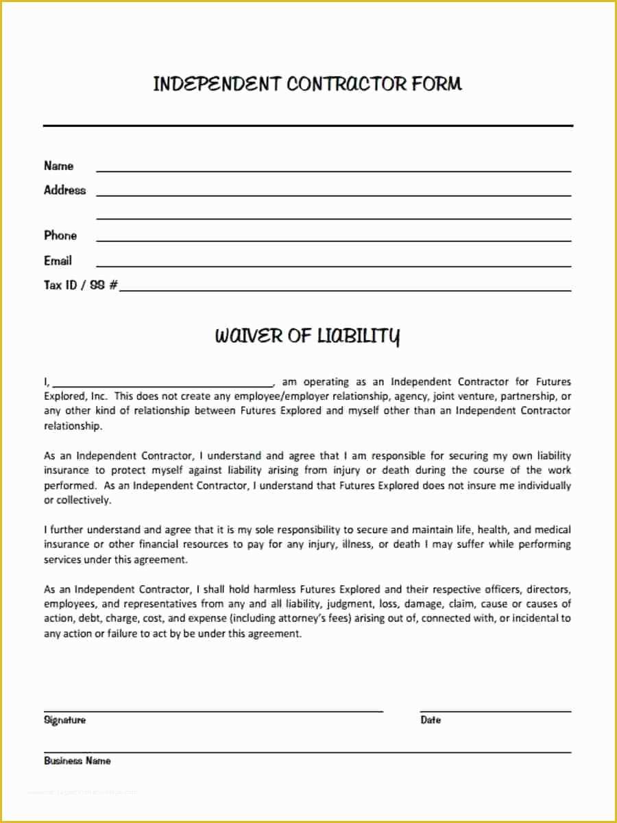 Free Liability Release form Template Of Contractor Liability Waiver form