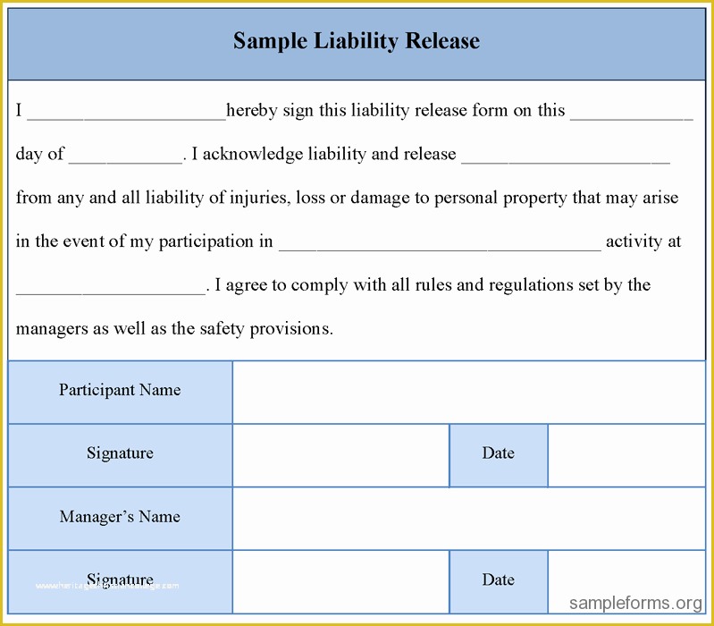 Free Liability Release form Template Of Free Printable Liability Release form Template form Generic