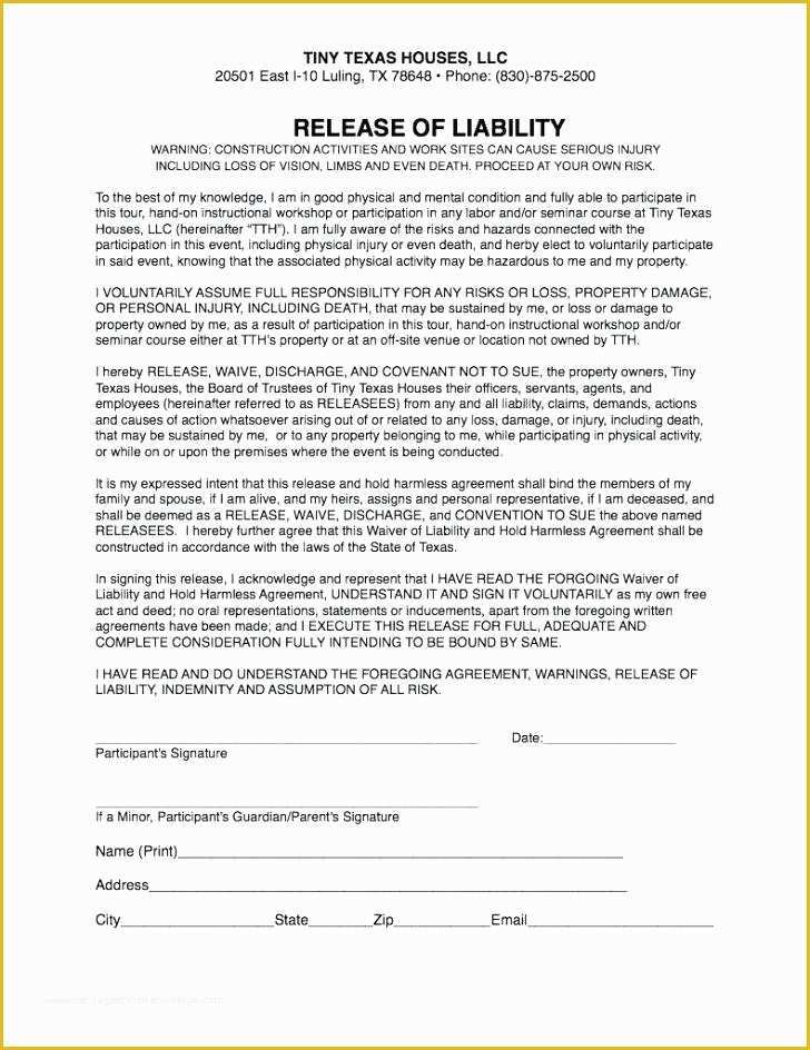 Free Liability Release form Template Of Liability Waiver form Template Templates Doc Free Premium