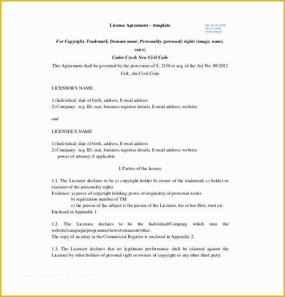 Free License Agreement Template Of 13 License Agreement Templates – Free Sample Example