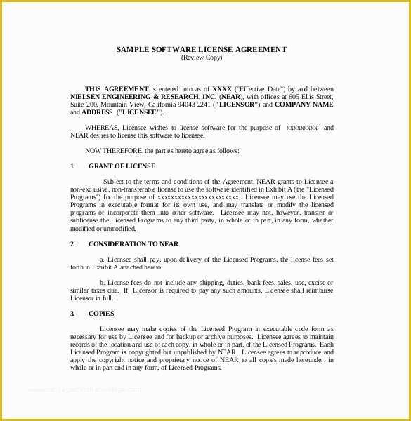 Free License Agreement Template Of 13 License Agreement Templates – Free Sample Example