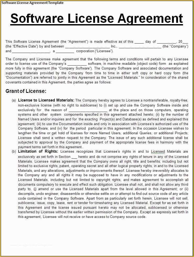 Free License Agreement Template Of 6 Free software License Agreement Templates Excel Pdf