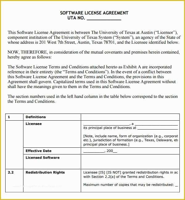 Free License Agreement Template Of 6 Free software License Agreement Templates Excel Pdf