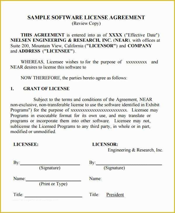 Free License Agreement Template Of Free software End User License Agreement Template Propunp