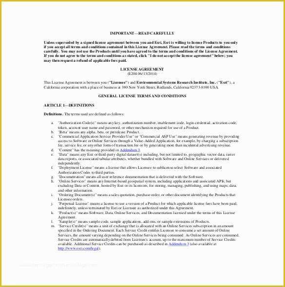 Free License Agreement Template Of License Agreement Template – 11 Free Word Pdf Document