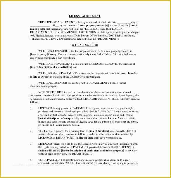 Free License Agreement Template Of License Agreement Template – 11 Free Word Pdf Document