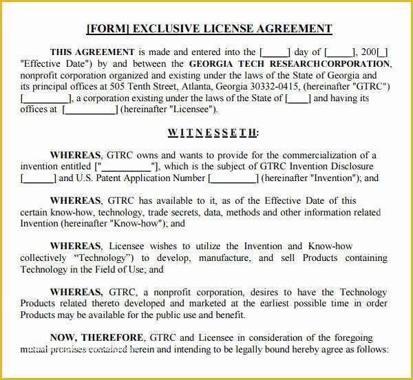 Free License Agreement Template Of Sample License Agreement Template 27 Free Documents In
