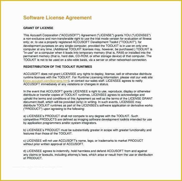 Free License Agreement Template Of Sample software License Agreement Template