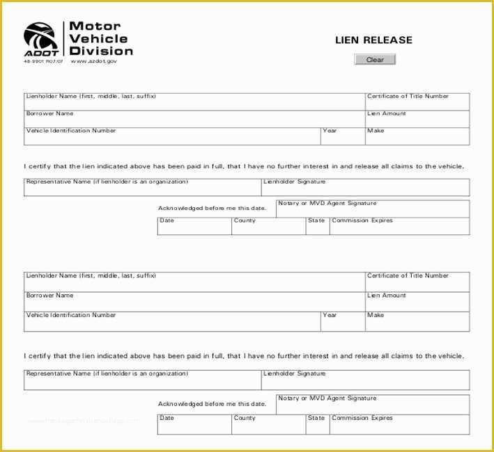 Free Lien Release form Template Of 11 Lien Release Sample forms – Word Pdf