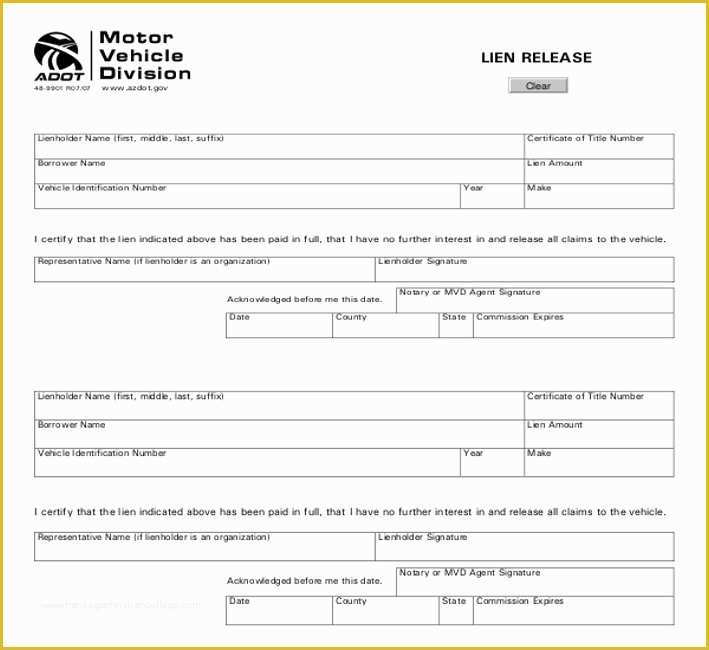 Free Lien Release form Template Of 11 Lien Release Sample ...