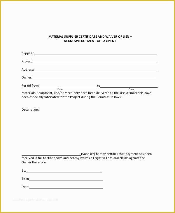 Free Lien Release form Template Of 8 Sample Material Release forms