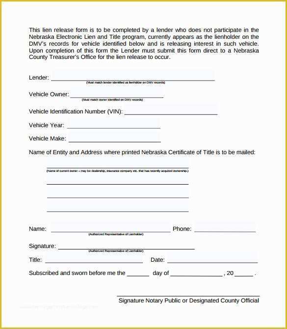 Free Lien Release form Template Of 9 Lien Release forms to Download