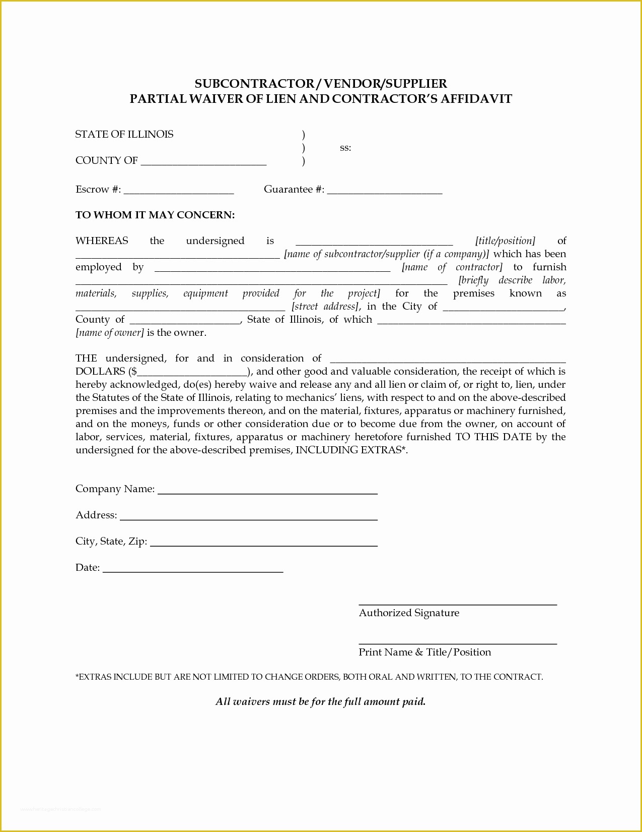 Free Lien Release form Template Of Best S Of Blank Lien Release Blank Lien Waiver form